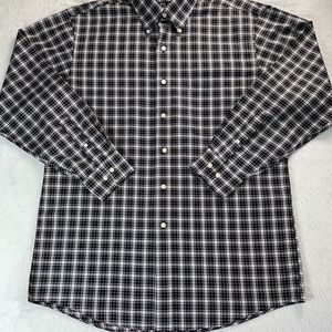 Jos A Bank Shirt Mens Medium Black Plaid Long Sleeve Button Down Travelers